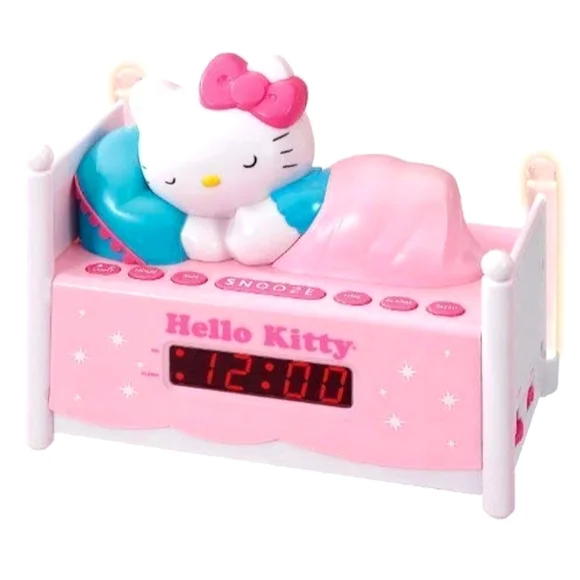 Y2K RARE Hello Kitty Sanrio Pink Bed Shaped Alarm Clock Radio - Picture 2 of 4